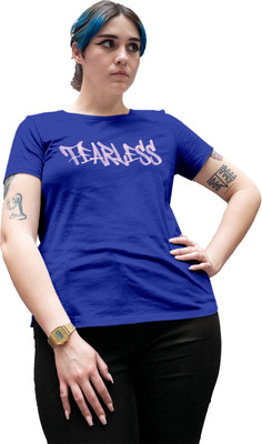 Fighterhero Printed Women Round Neck Blue T-Shirt