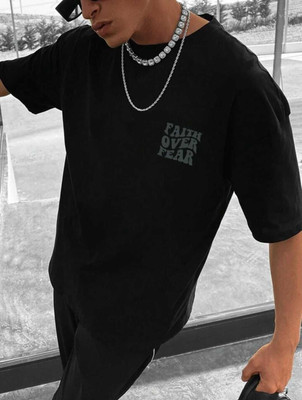 BLOSSOMTRADER Printed Men Round Neck Black T-Shirt