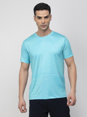 Fame Forever by Lifestyle Striped Men Round Neck Light Blue T-Shirt