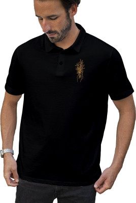 Fighterhero Printed Men Polo Neck Black T-Shirt