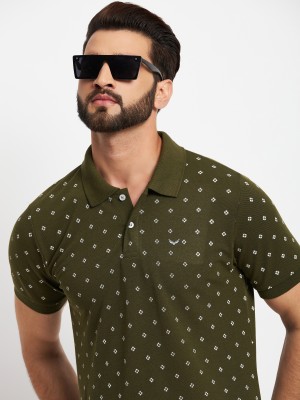 VERO AMORE Printed Men Polo Neck Dark Green T-Shirt