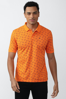PETER ENGLAND Printed Men Polo Neck Orange T-Shirt