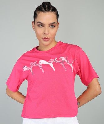 PUMA Printed Women Crew Neck Pink T-Shirt