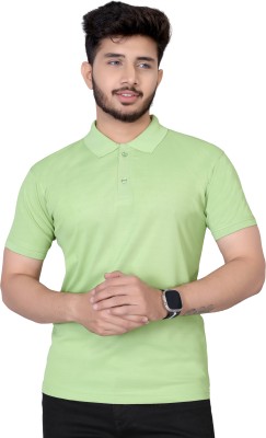 TYKUN Solid Men Polo Neck Green T-Shirt