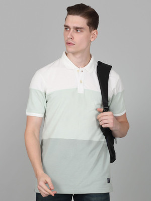 CANTABIL Colorblock Men Polo Neck Green, White T-Shirt