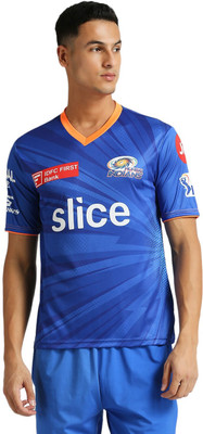 playR X Mumbai Indians Printed Men Round Neck Blue T-Shirt