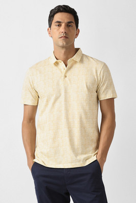 VAN HEUSEN Printed Men Polo Neck Beige T-Shirt