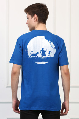 Awaken Armor Printed Men Round Neck Blue T-Shirt