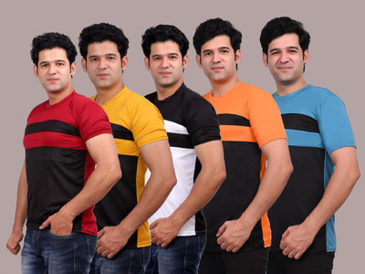 SYM Solid Men Round Neck Multicolor T-Shirt