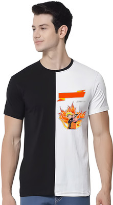 Smrink Printed Men Round Neck Black, White T-Shirt