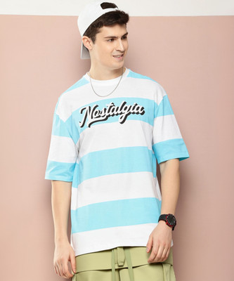 HARVARD Striped Men Round Neck Blue T-Shirt