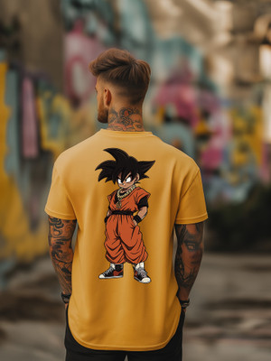 BUKKL Graphic Print, Printed Men Round Neck Yellow T-Shirt