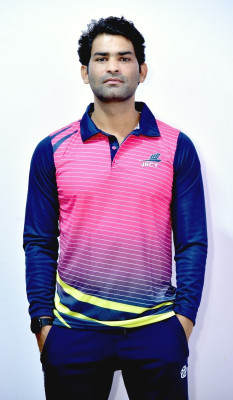 PSAJRCY Printed Men Polo Neck Pink T-Shirt