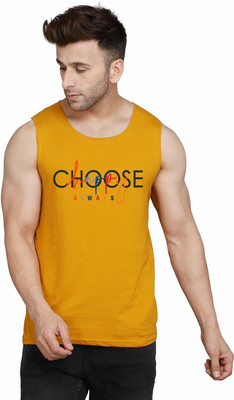 Cryptic Typography Men Round Neck Yellow T-Shirt