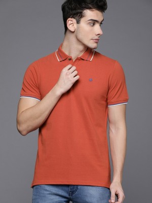 WROGN Self Design Men Polo Neck Orange T-Shirt