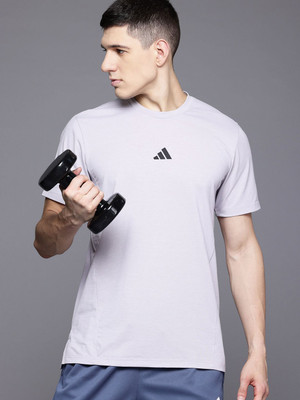 ADIDAS Solid Men Crew Neck Grey T-Shirt