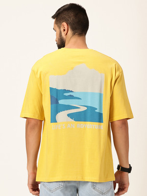 THOMAS SCOTT Printed Men Round Neck Yellow T-Shirt