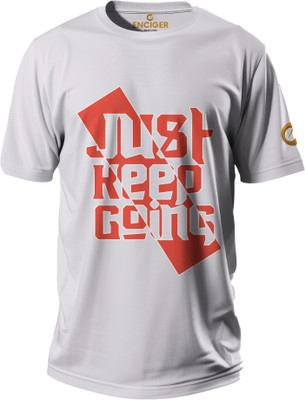 Enciger Printed Men Round Neck Grey T-Shirt
