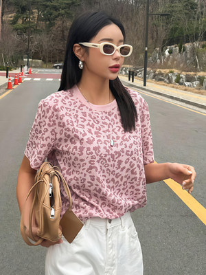 KEX Printed Women Round Neck Pink T-Shirt