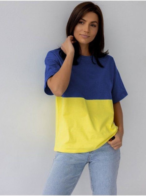 BLACK STUDIO Colorblock Women Round Neck Multicolor T-Shirt