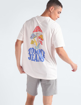 TOMMY HILFIGER Printed Men Round Neck White T-Shirt