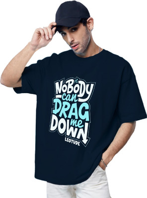 Leotude Printed Men Round Neck Blue T-Shirt