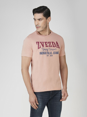 Zvezda Printed Men Round Neck Pink T-Shirt