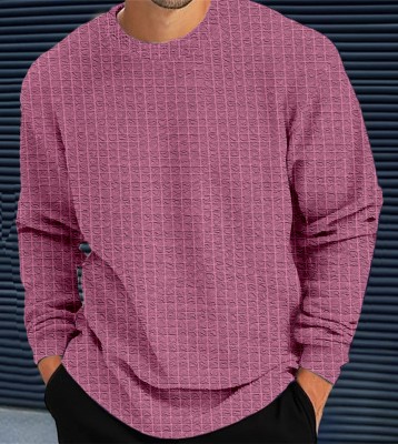 Force Solid Men Round Neck Pink T-Shirt