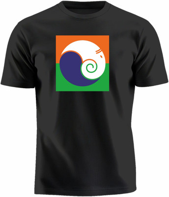 Luv My India Printed Couple Round Neck Black T-Shirt