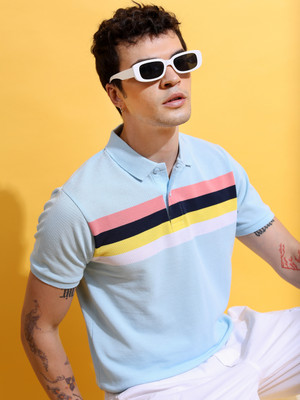 HIGHLANDER Striped Men Polo Neck Multicolor T-Shirt