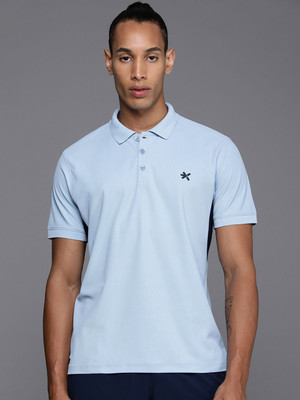HRX by Hrithik Roshan Solid Men Polo Neck Blue T-Shirt