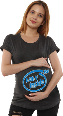 Sillyboom Typography Women Round Neck Grey T-Shirt