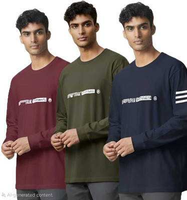 ALPINE STYLE Graphic Print Men Round Neck Maroon, Dark Green, Navy Blue T-Shirt