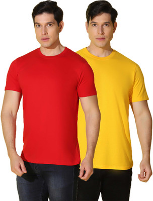 WOOSTRO Solid Men Round Neck Multicolor T-Shirt