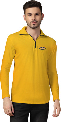 GEUM Printed Men Polo Neck Beige T-Shirt