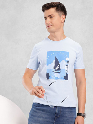 NAUTICA Printed Men Round Neck Blue T-Shirt