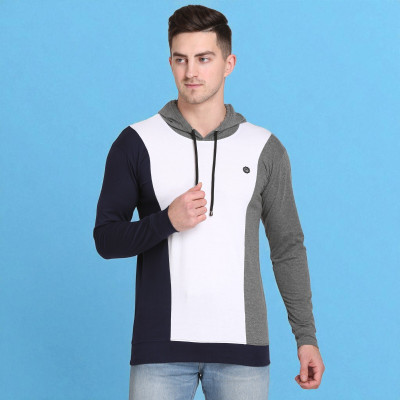FARICON Solid Men Hooded Neck Multicolor T-Shirt