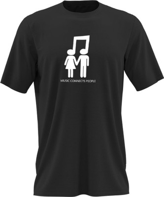 DUDEME Printed, Typography Men Round Neck Black T-Shirt