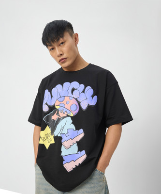 The Souled Store Solid Men Round Neck Black T-Shirt