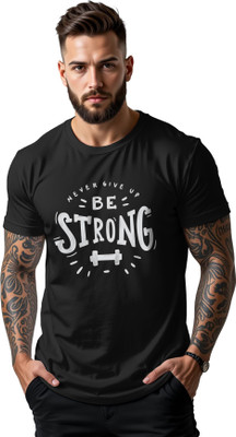 PeppyZone Printed Men Round Neck Black T-Shirt