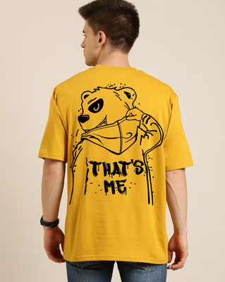 Clickwell Trend Printed Men Round Neck Yellow T-Shirt