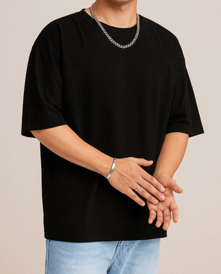 DRIFTH Solid Men Round Neck Black T-Shirt