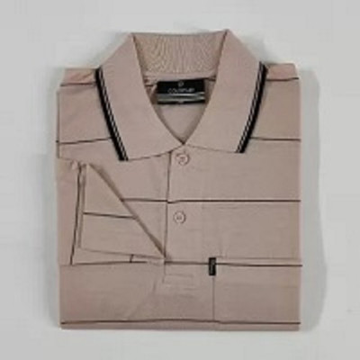 Coldplay Striped Men Polo Neck Pink T-Shirt