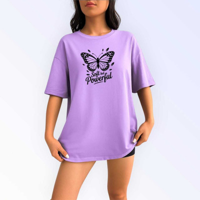 styliicity Printed Women Round Neck Purple T-Shirt