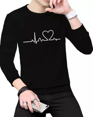 Aditi Fashion Printed, Typography Men Round Neck Black T-Shirt