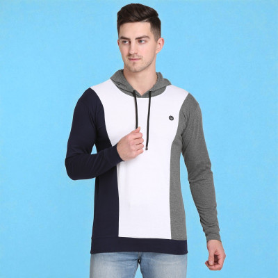 Faricon Trend Colorblock Men Round Neck Multicolor T-Shirt