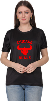 BOOOSTAM PRODUCT Printed Women Round Neck Black T-Shirt