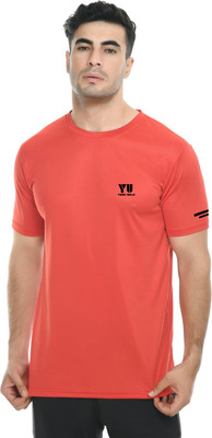 young urban Solid Men Round Neck Red T-Shirt