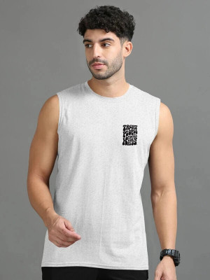 Triptee Printed Men Round Neck White T-Shirt