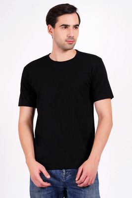 Fusiontees Solid Men Round Neck Black T-Shirt